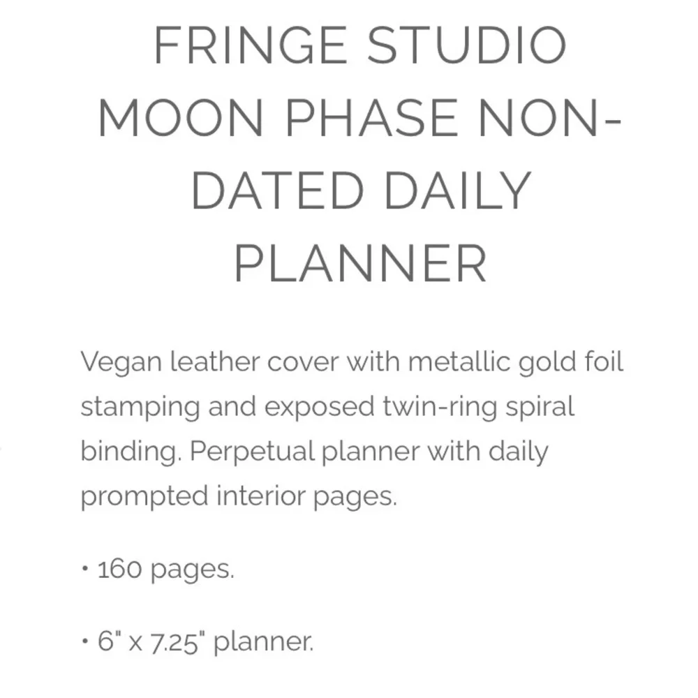 moon phase: rose gold on vegan leather NON-dated daily planner-spiral bound-NWT